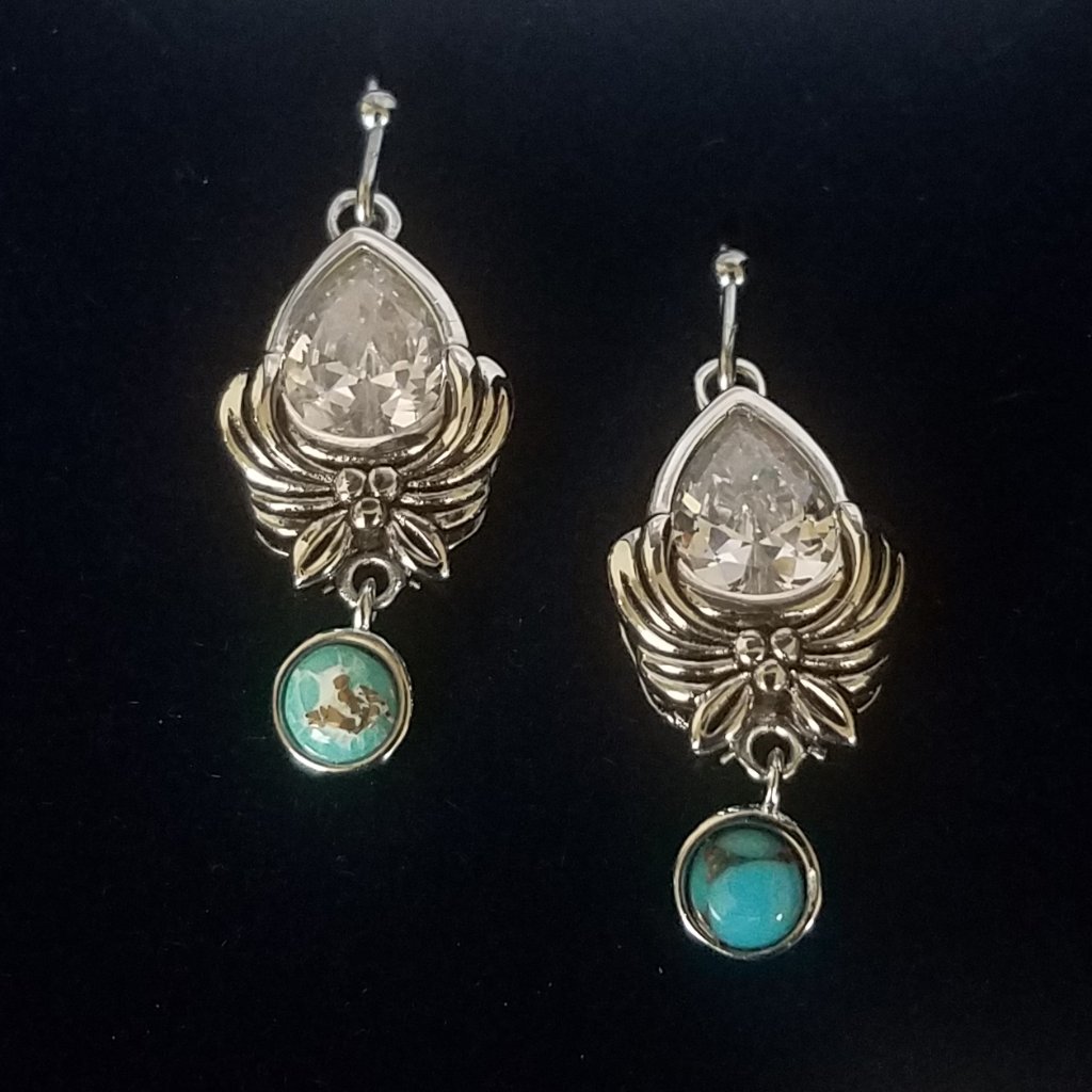 Montana SilversmithS- Cubic Zirconia Turquoise Drop Earrings 60$